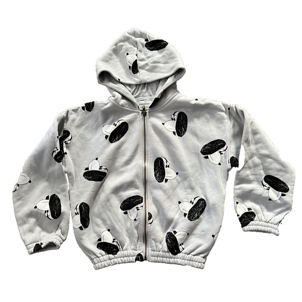 Bobo Choses Kids Grey All Over Dog Print Full Zip Hoodie 10-11Y Comfy Wide fit